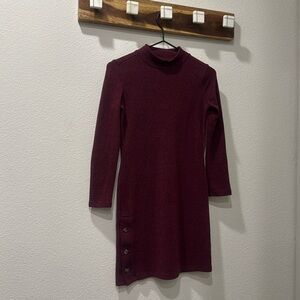 Magenta Long Sleeve Mini Dress